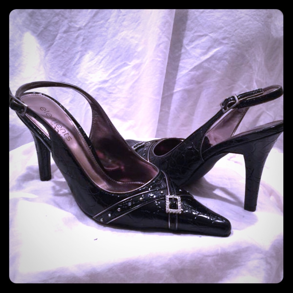 Nina black sling back heels